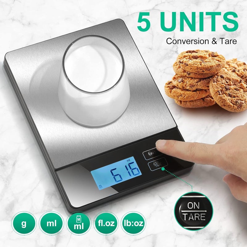 URAMAZ Smart Food Scales for Kitchen, Stainless Steel Digital Food Scale Grams and Ounces with Nutritional Calculator App, Food Weight Scale for Weight Loss, Calorie, Diet, Meal Prep 0.1oz / 11lb - Image 4